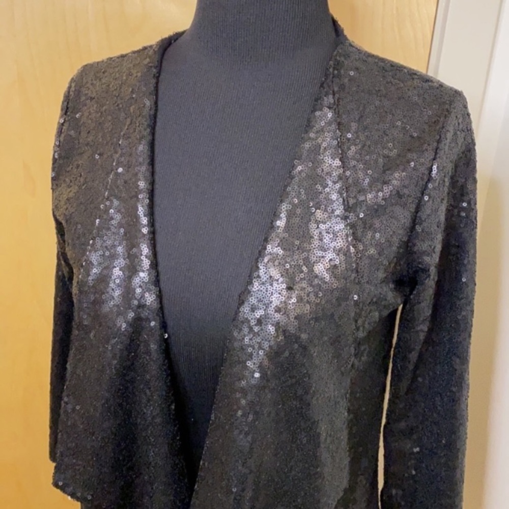 Design History Black Sequins Open Front Jacket Si… - image 5